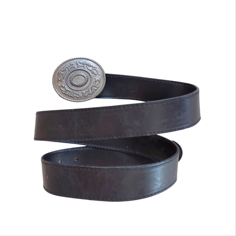 Faux Leather Belt with Attached Buckle Junior 13 Black